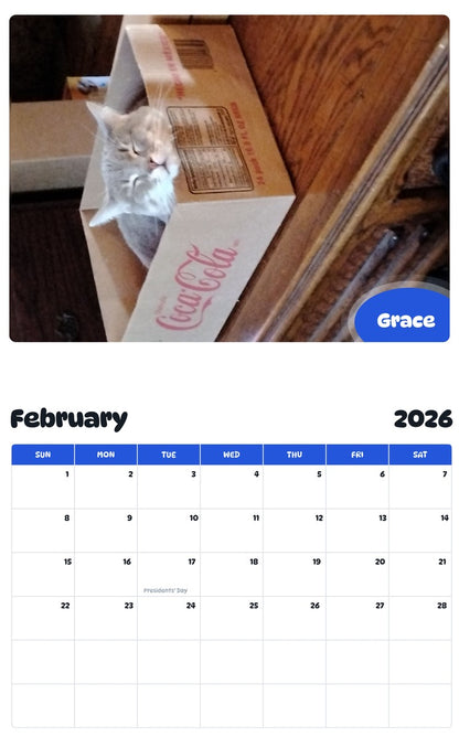 October 2025 - September 2026 Grace - Pawidols Pet Calendar