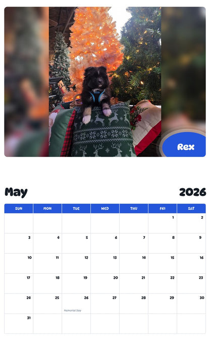 2026 - 2027 Rex - Pawidols Pet Calendar