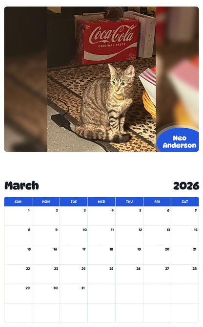 November 2025 - October 2026 Neo Anderson - Pawidols Pet Calendar
