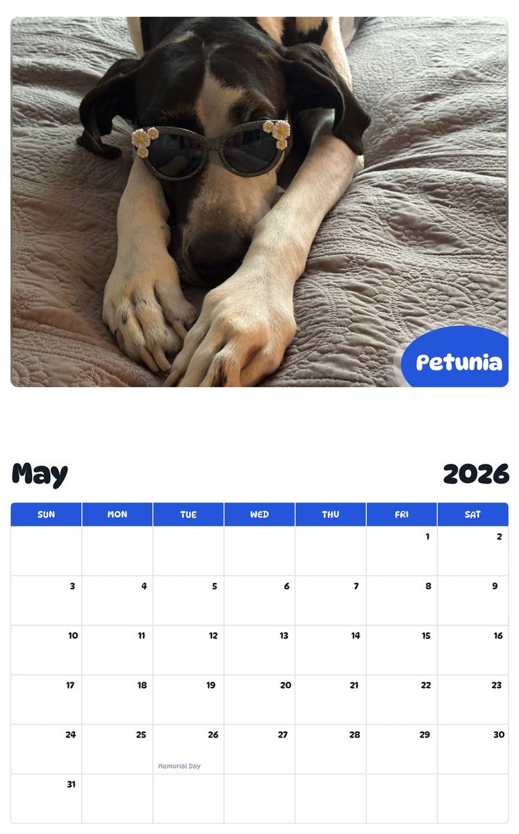 2026 - 2027 Petunia - Pawidols Pet Calendar