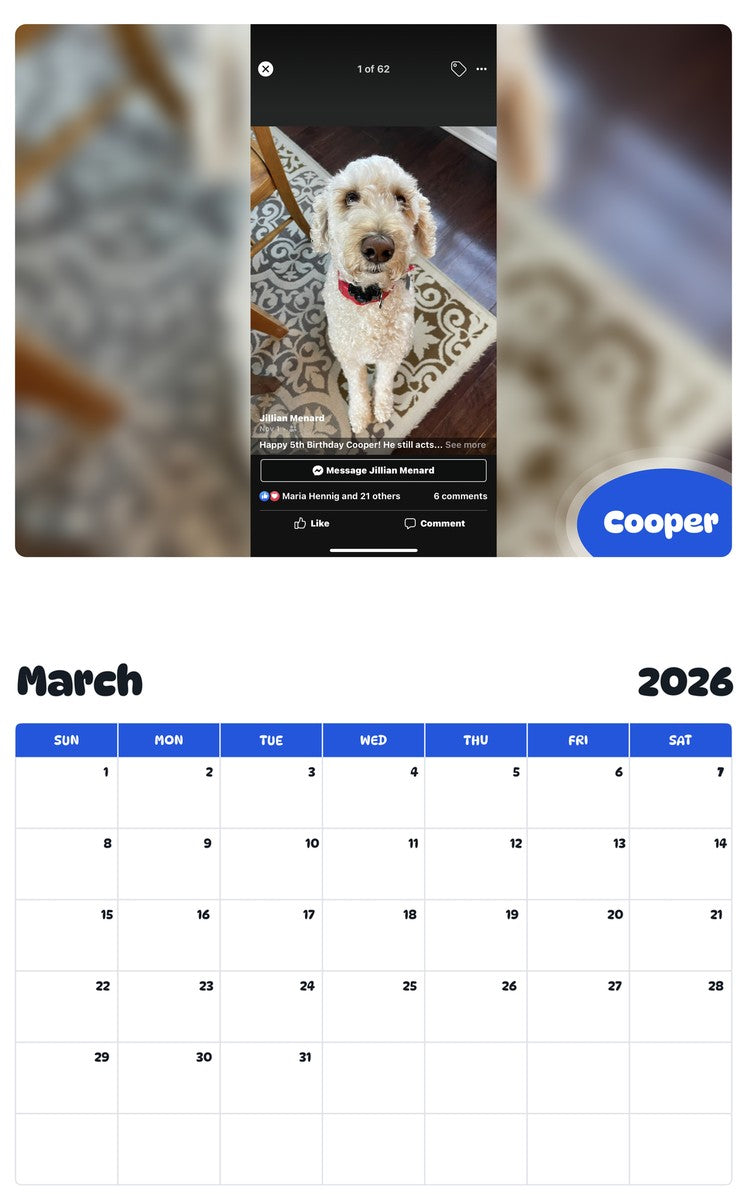 November 2025 - October 2026 Cooper - Pawidols Pet Calendar