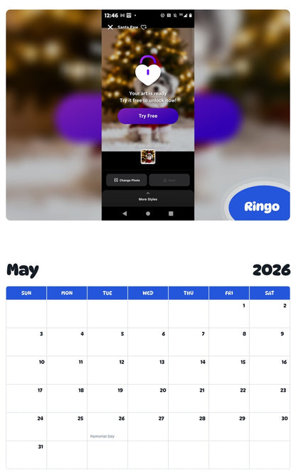 2026 - 2027 Ringo - Pawidols Pet Calendar