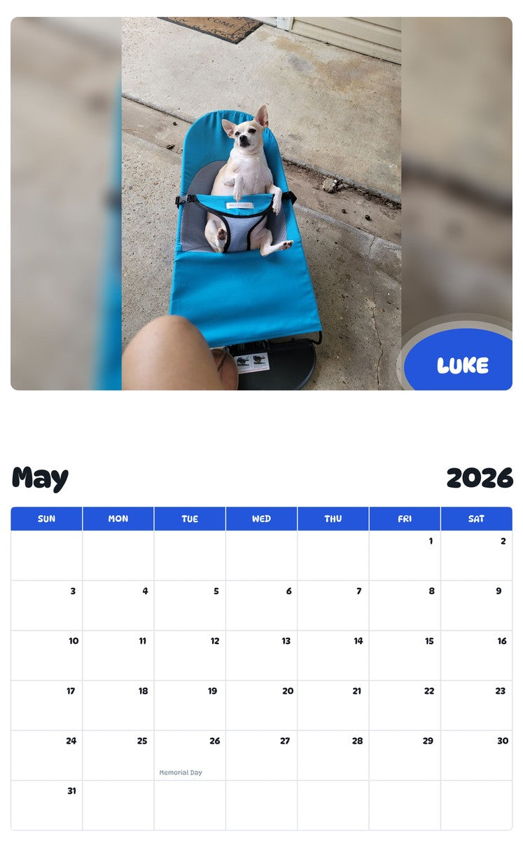 2026 - 2027 LUKE - Pawidols Pet Calendar