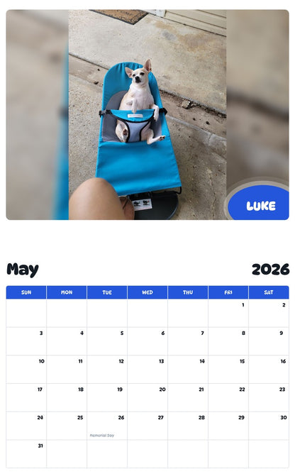 2026 - 2027 LUKE - Pawidols Pet Calendar