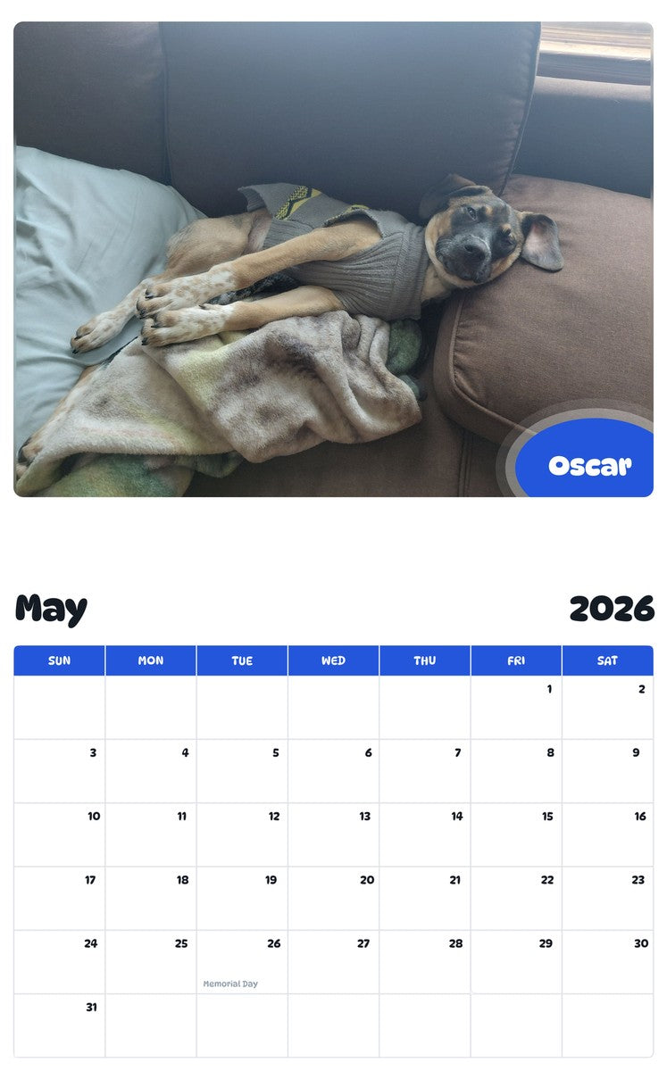 2026 - 2027 Oscar - Pawidols Pet Calendar