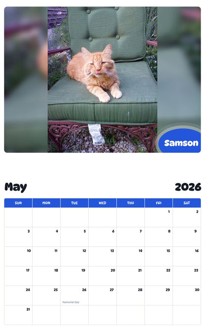 2026 - 2027 Samson - Pawidols Pet Calendar