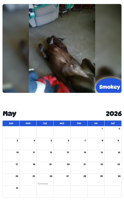 2026 - 2027 Smokey - Pawidols Pet Calendar