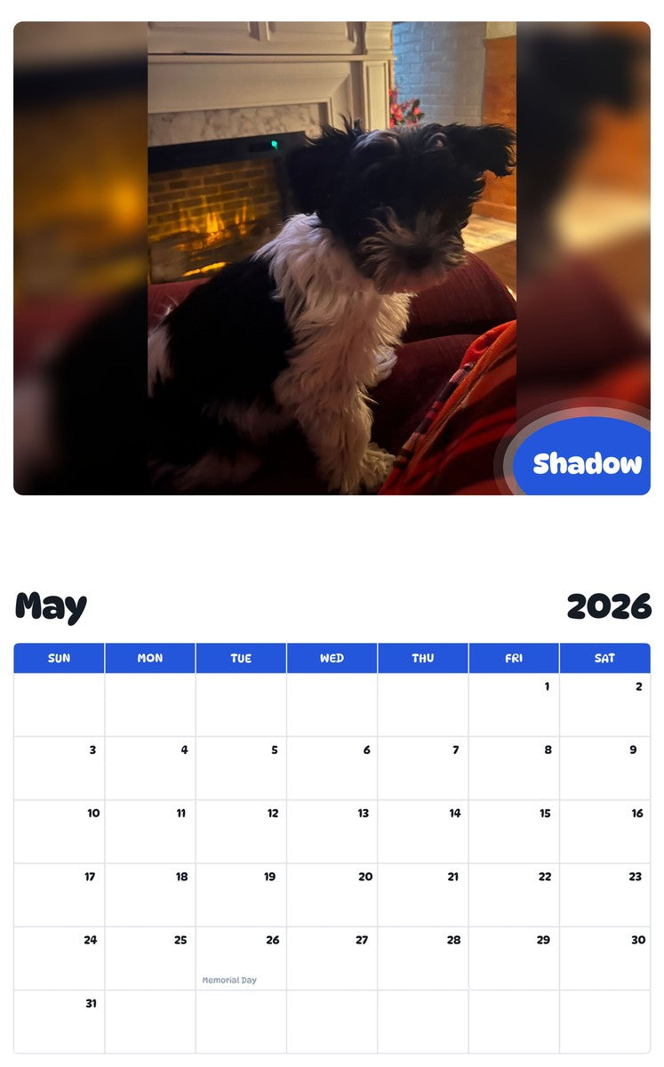 2026 - 2027 Shadow - Pawidols Pet Calendar