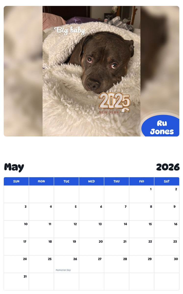2026 - 2027 Ru Jones - Pawidols Pet Calendar