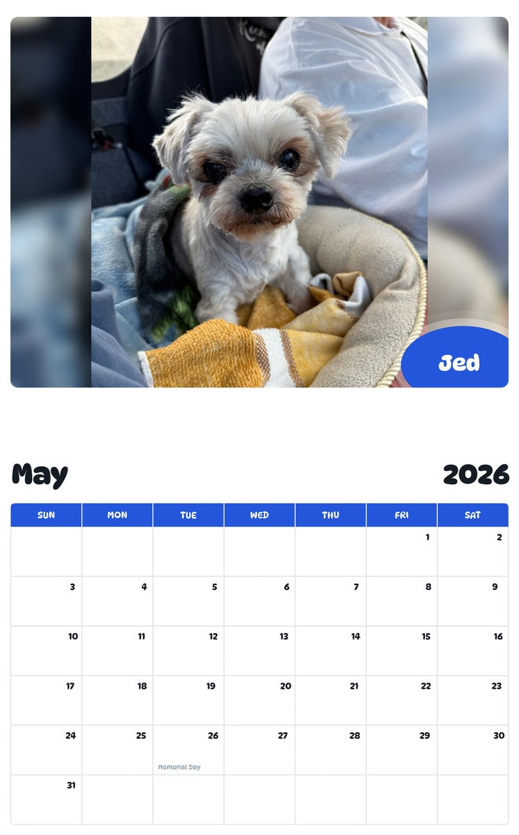 2026 - 2027 Jed - Pawidols Pet Calendar