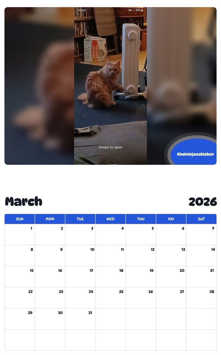 November 2025 - October 2026 Kiwininjasskicker - Pawidols Pet Calendar