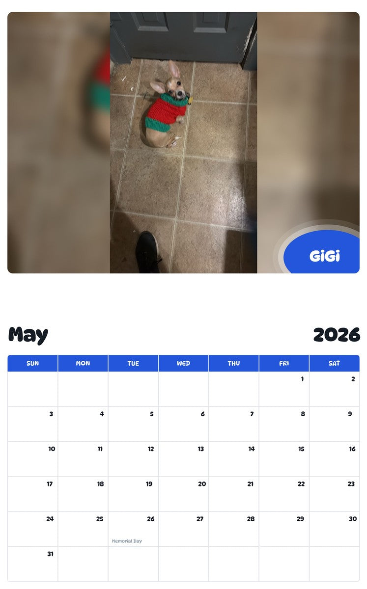 2026 - 2027 GiGi - Pawidols Pet Calendar
