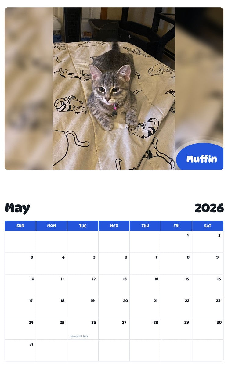 2026 - 2027 Muffin - Pawidols Pet Calendar