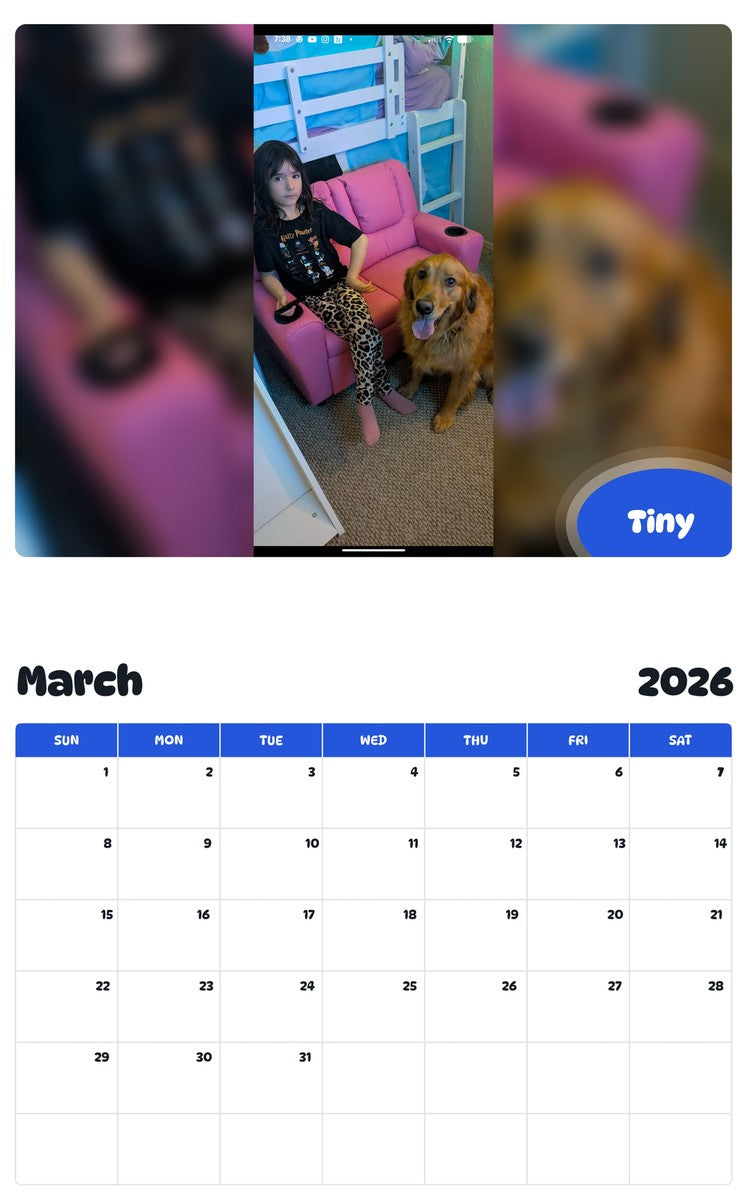 November 2025 - October 2026 Tiny - Pawidols Pet Calendar