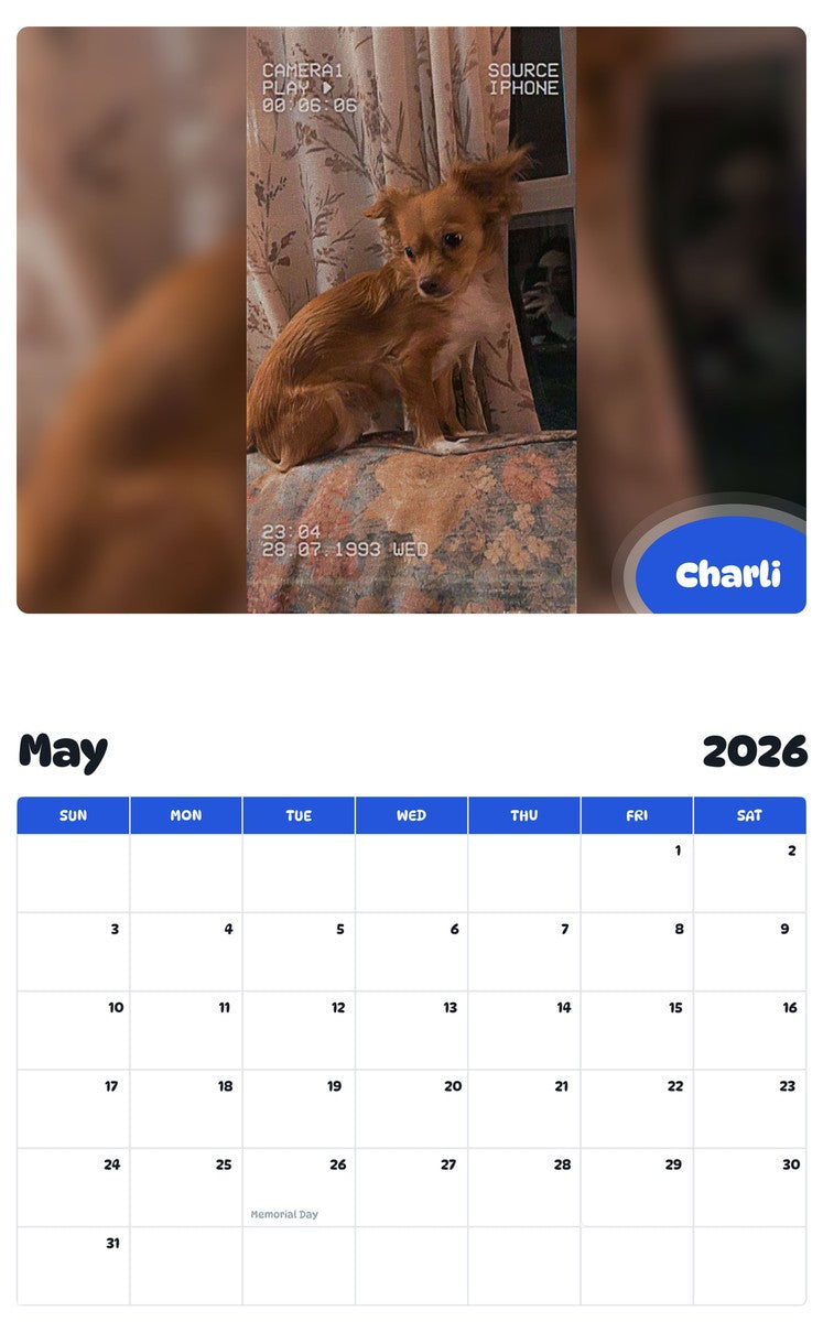 2026 - 2027 Charli - Pawidols Pet Calendar