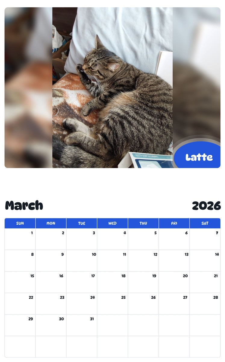 November 2025 - October 2026 Latte - Pawidols Pet Calendar