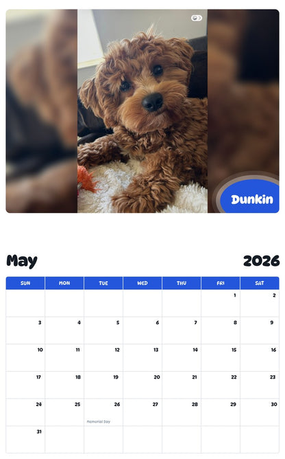 2026 - 2027 Dunkin - Pawidols Pet Calendar