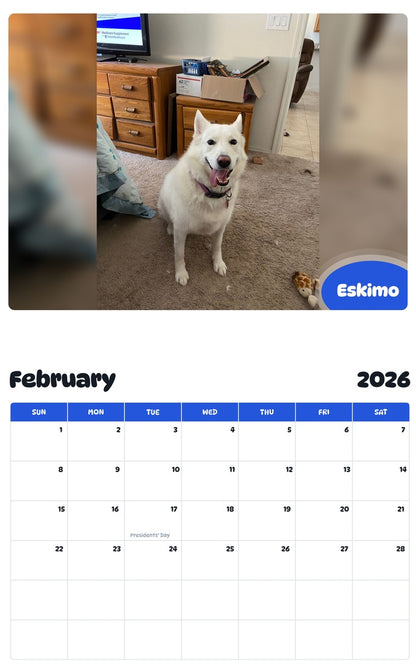 October 2025 - September 2026 Eskimo - Pawidols Pet Calendar