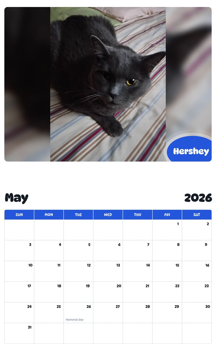 2026 - 2027 Hershey - Pawidols Pet Calendar