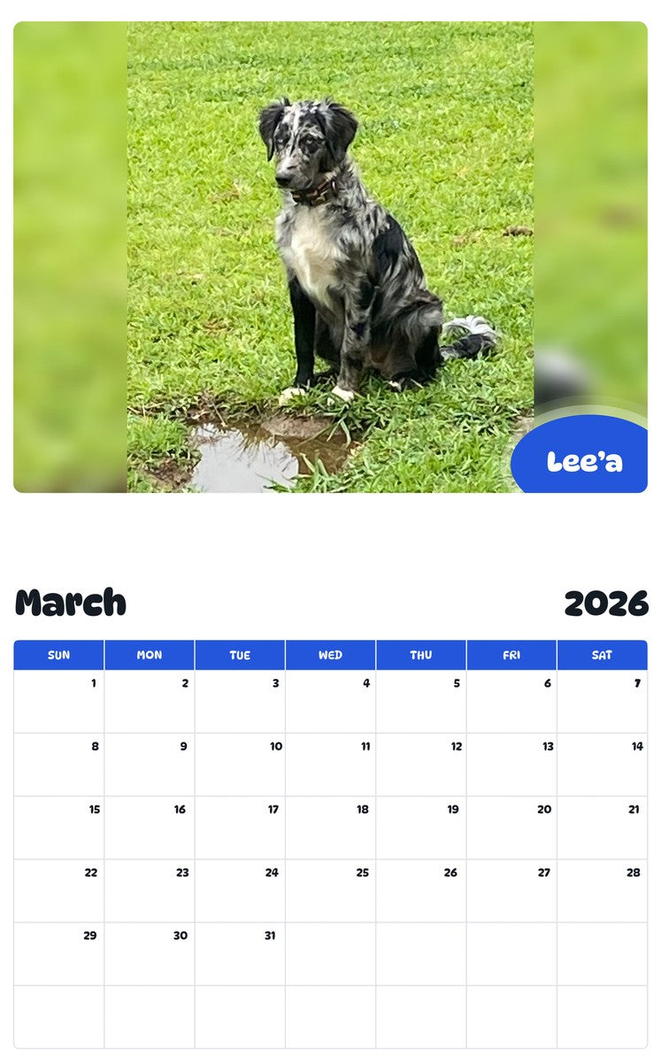 November 2025 - October 2026 Lee’a - Pawidols Pet Calendar