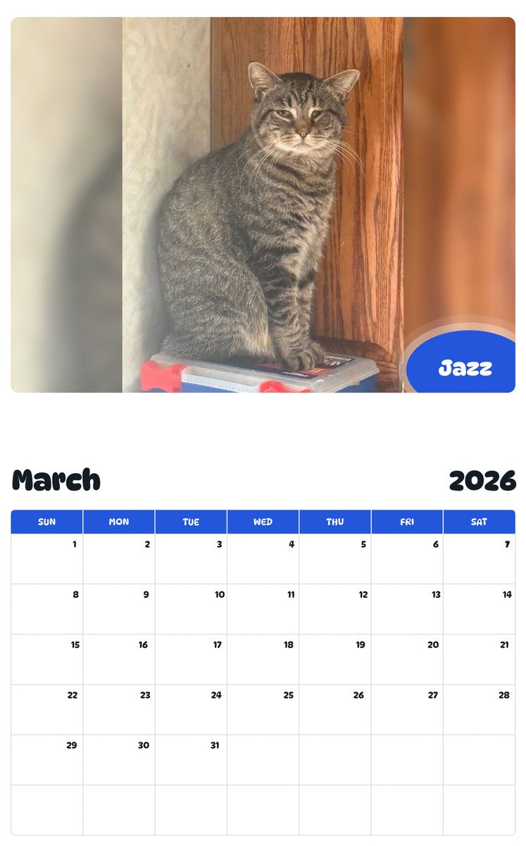 November 2025 - October 2026 Jazz - Pawidols Pet Calendar