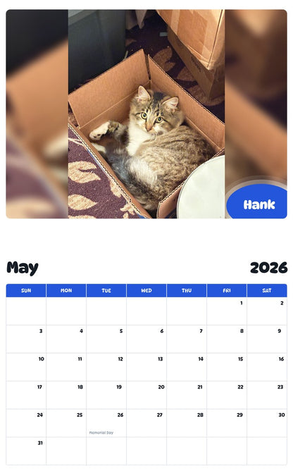 2026 - 2027 Hank - Pawidols Pet Calendar