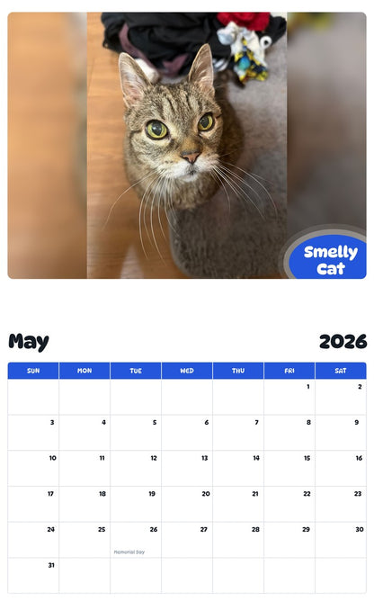 2026 - 2027 Smelly Cat - Pawidols Pet Calendar