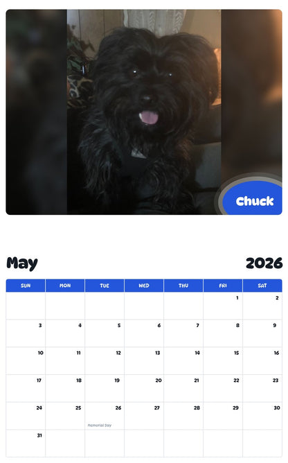 2026 - 2027 Chuck - Pawidols Pet Calendar