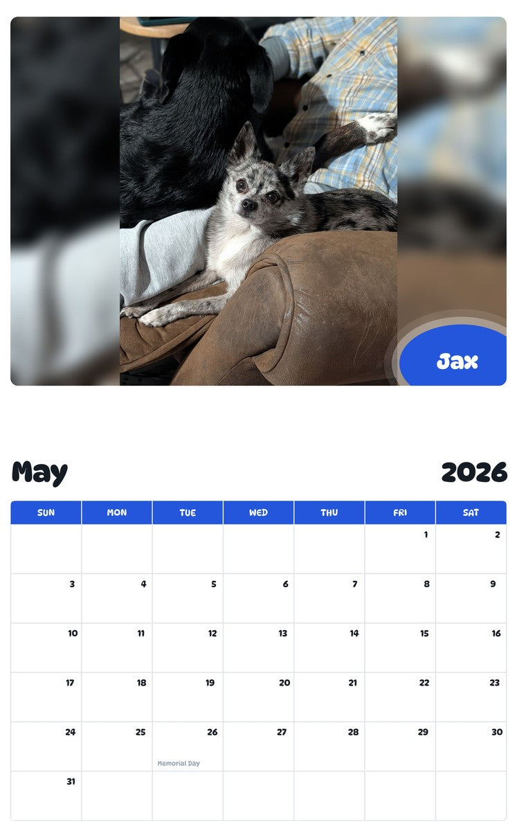 2026 - 2027 Jax - Pawidols Pet Calendar