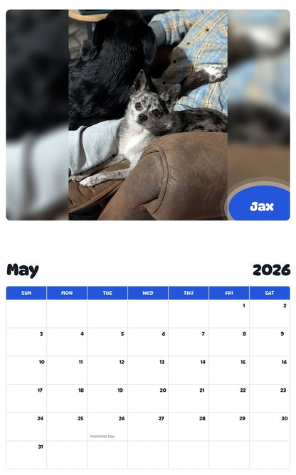 2026 - 2027 Jax - Pawidols Pet Calendar