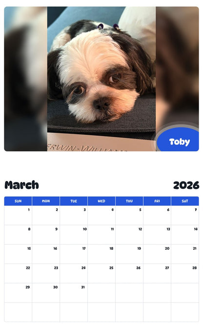 November 2025 - October 2026 Toby - Pawidols Pet Calendar