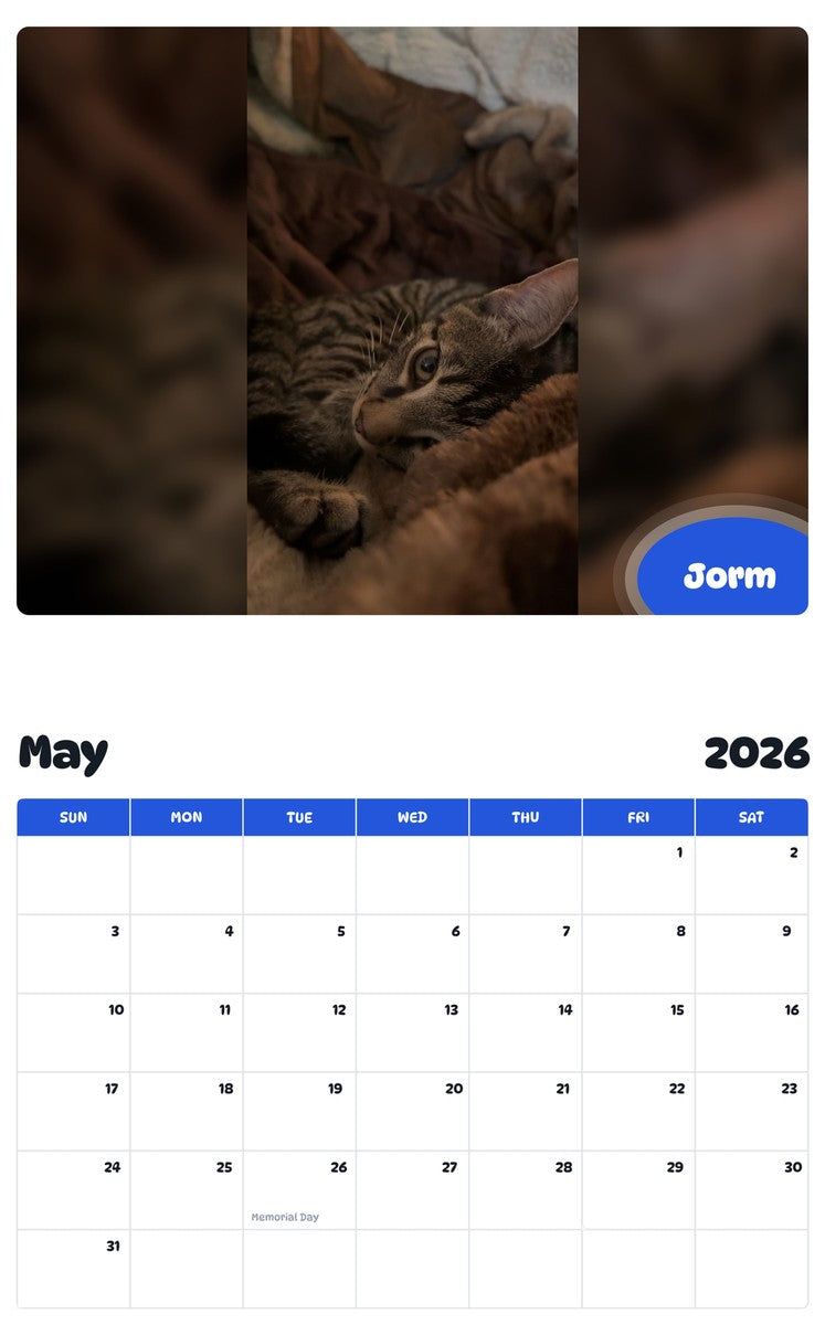 2026 - 2027 Jorm - Pawidols Pet Calendar