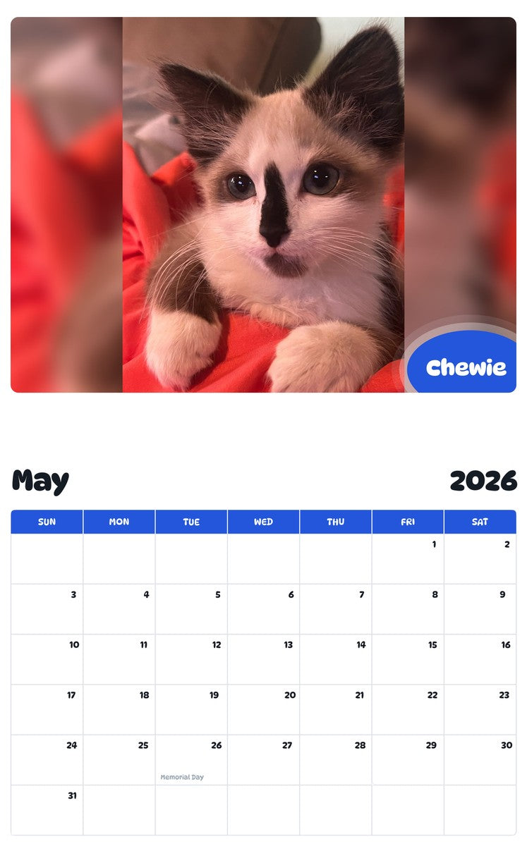 2026 - 2027 Chewie - Pawidols Pet Calendar