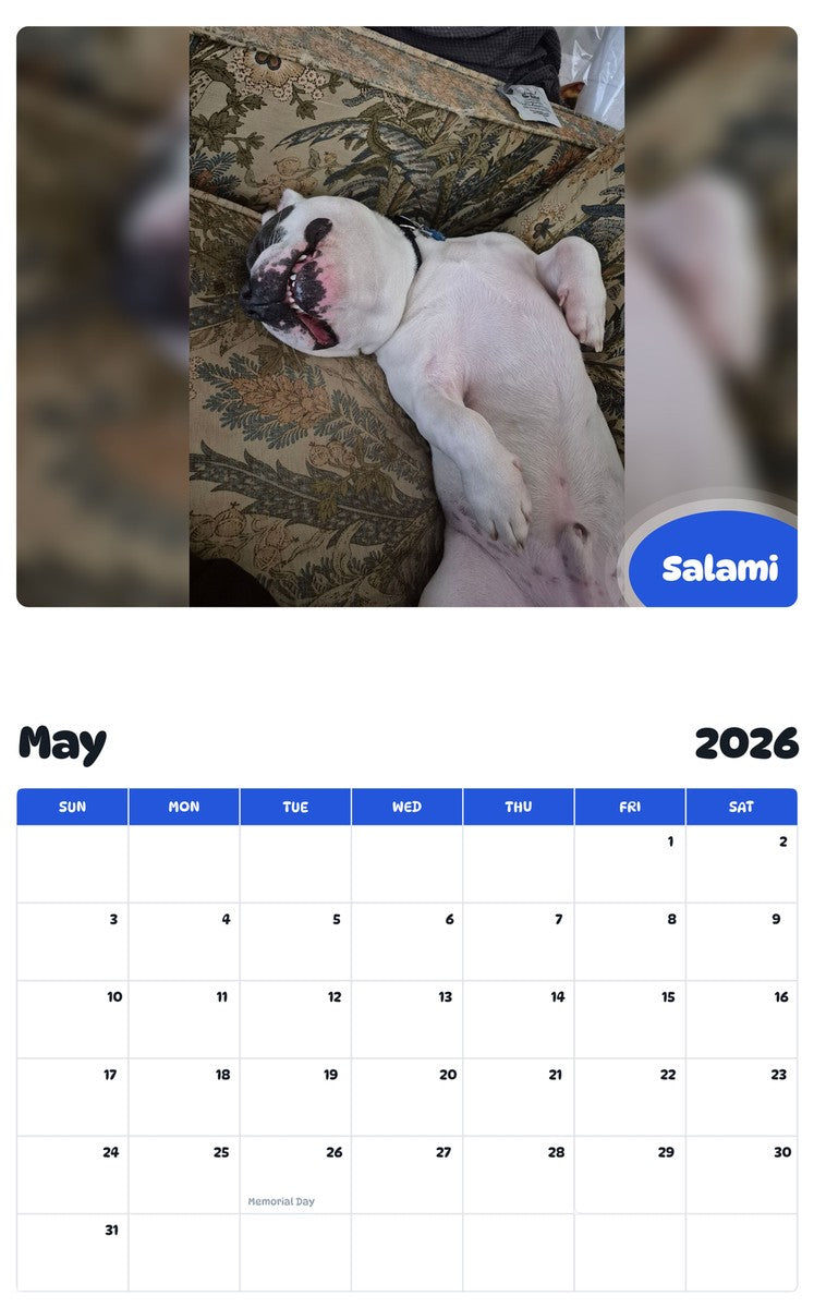 2026 - 2027 Salami - Pawidols Pet Calendar