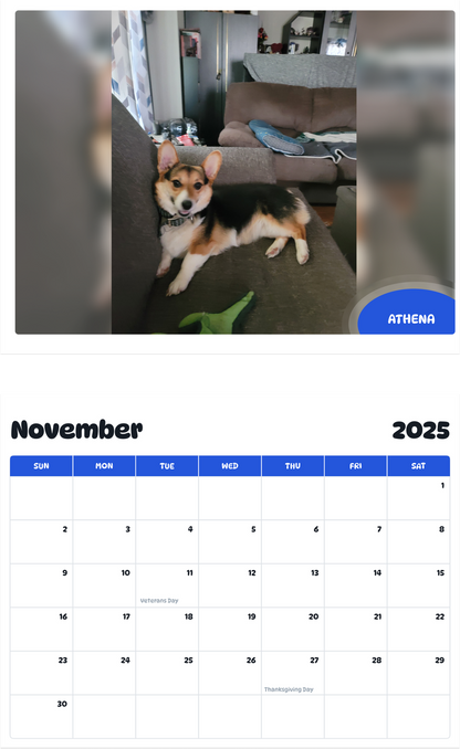 July 2025 - June 2026 Athena - Pawidols Pet Calendar