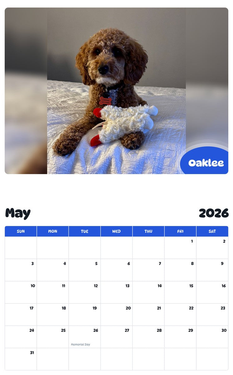 2026 - 2027 Oaklee - Pawidols Pet Calendar