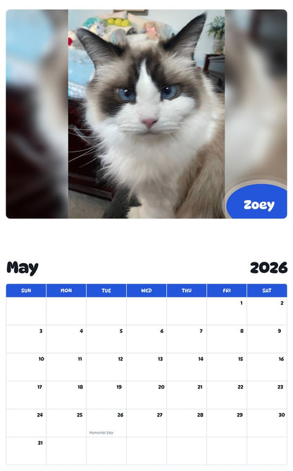 2026 - 2027 Zoey - Pawidols Pet Calendar