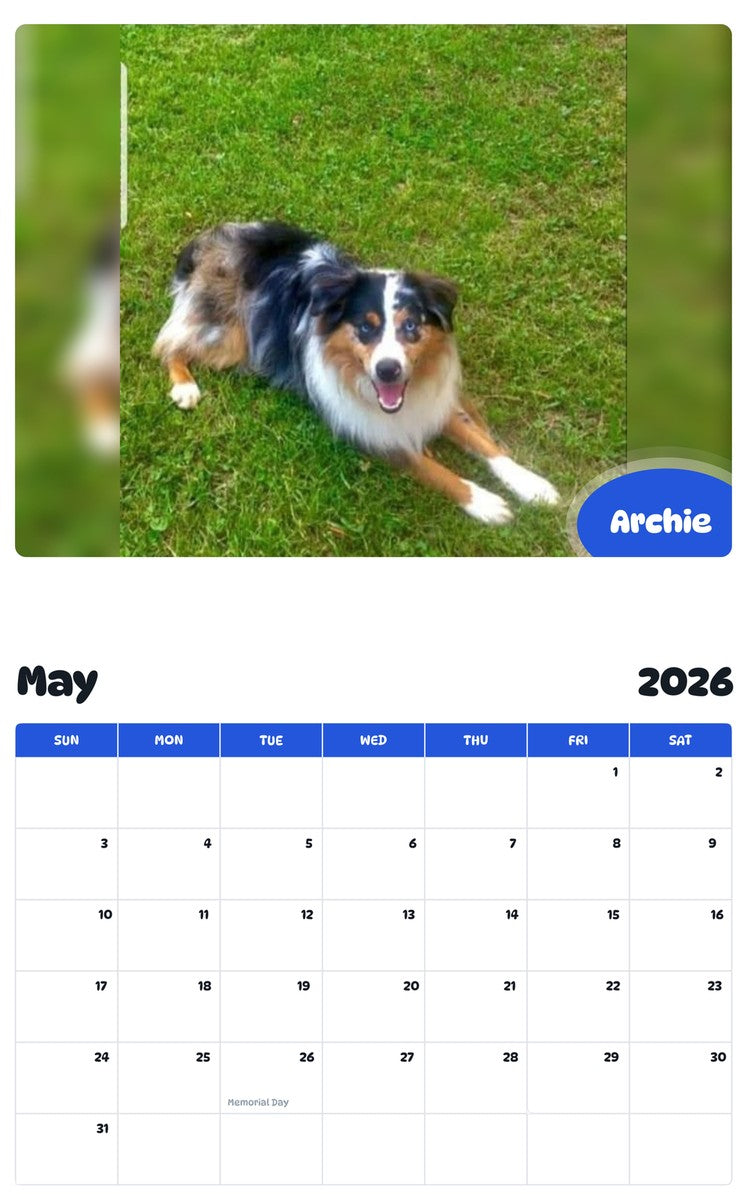 2026 - 2027 Archie - Pawidols Pet Calendar