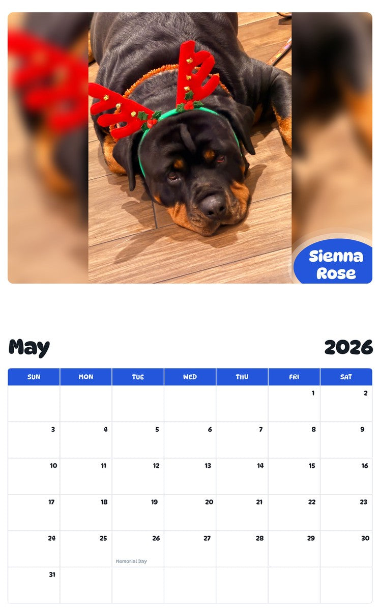 2026 - 2027 Sienna Rose - Pawidols Pet Calendar