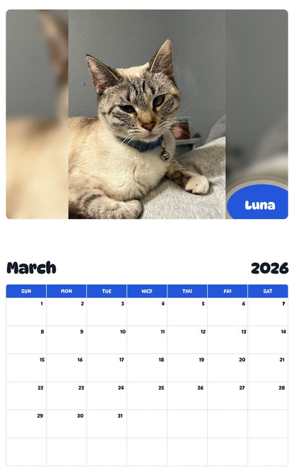 November 2025 - October 2026 Luna - Pawidols Pet Calendar