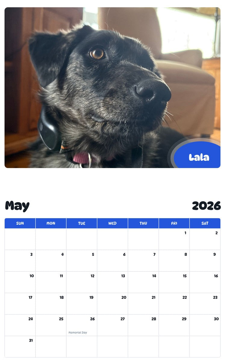 2026 - 2027 Lala - Pawidols Pet Calendar