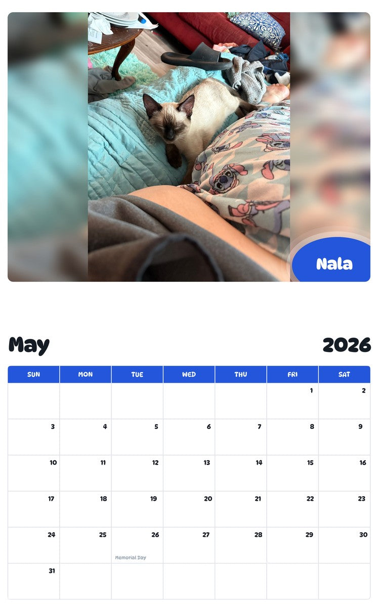 2026 - 2027 Nala - Pawidols Pet Calendar
