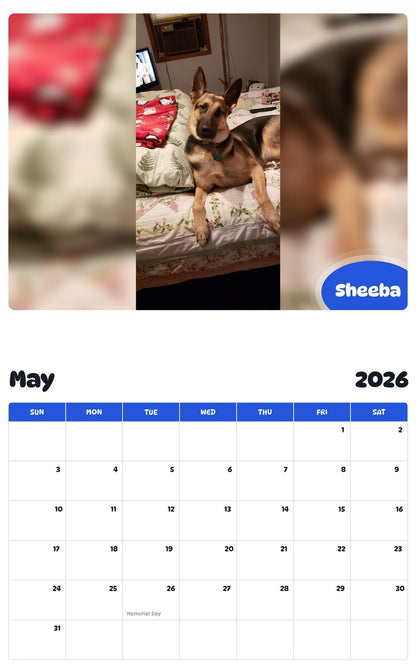 2026 - 2027 Sheeba - Pawidols Pet Calendar