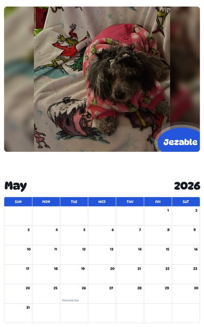 2026 - 2027 Jezable - Pawidols Pet Calendar