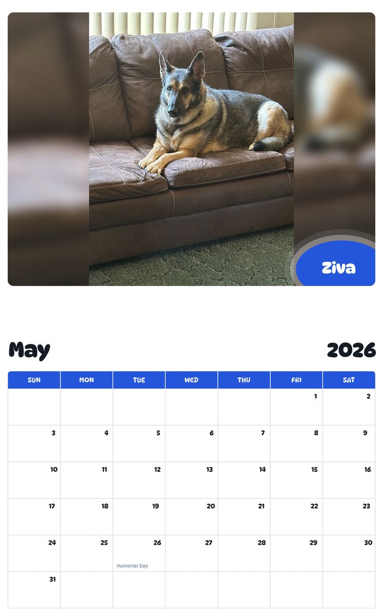 2026 - 2027 Ziva - Pawidols Pet Calendar