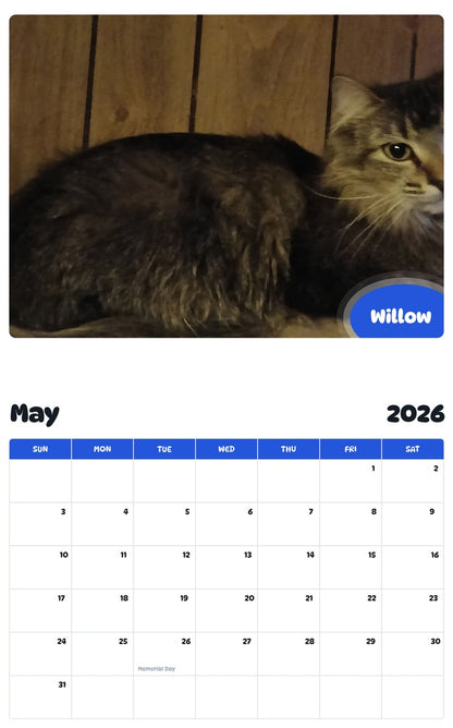 2026 - 2027 Willow - Pawidols Pet Calendar
