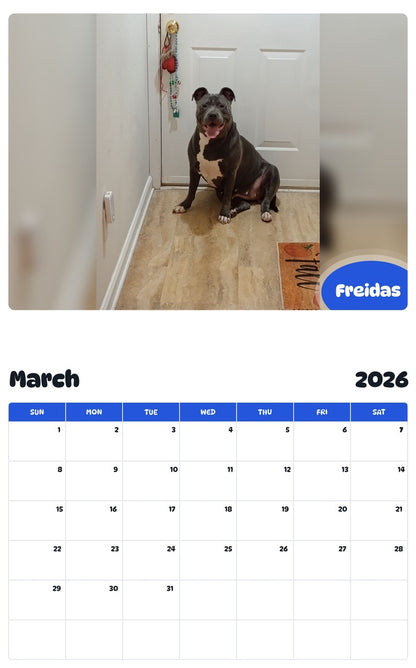 November 2025 - October 2026 Freidas - Pawidols Pet Calendar