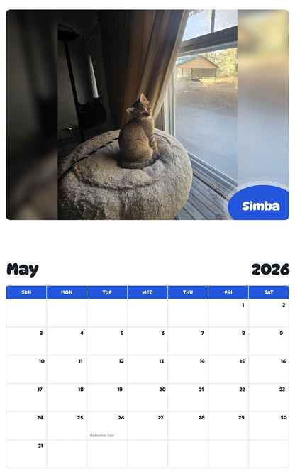 2026 - 2027 Simba - Pawidols Pet Calendar
