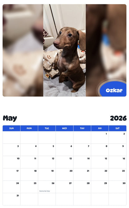 2026 - 2027 Ozkar - Pawidols Pet Calendar