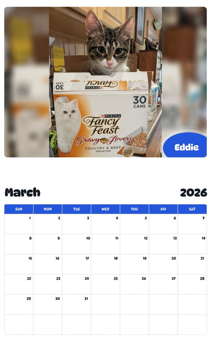 November 2025 - October 2026 Eddie - Pawidols Pet Calendar